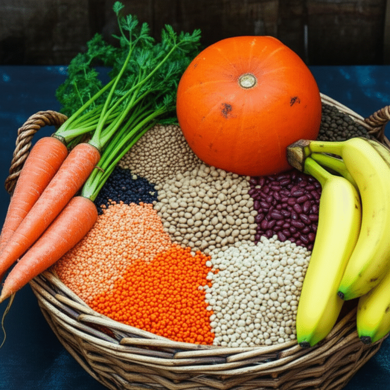 Variedade de alimentos veganos acessíveis em uma cesta