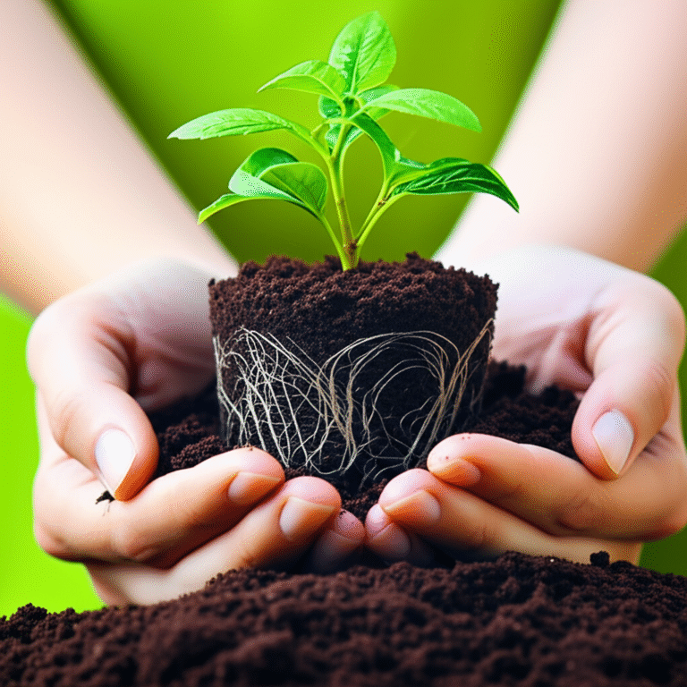 Mãos segurando planta, representando beleza natural e sustentabilidade.