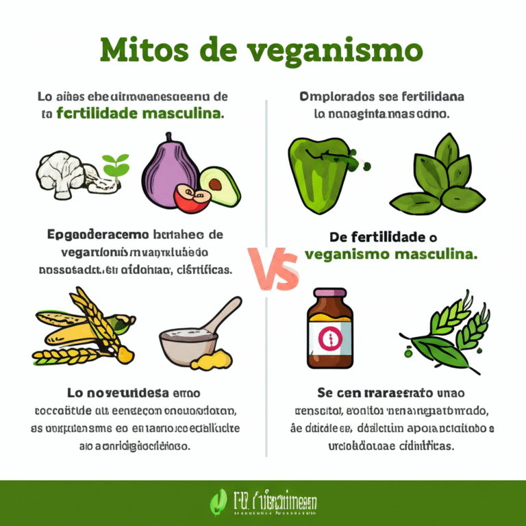 Mitos vs Verdades Veganismo Infográfico desmistificando mitos sobre veganismo e fertilidade masculina.