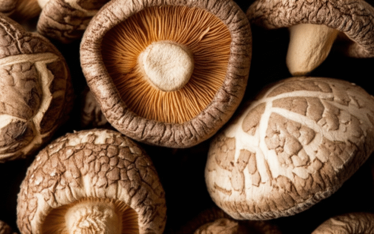 Cogumelos shiitake secos para umami vegano