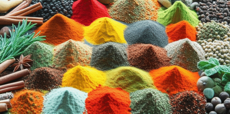 Variedade de especiarias e ervas aromáticas para culinária vegana