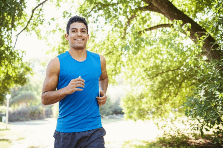 Nutrição Vegana para Performance Esportiva Atleta vegano sorrindo durante treino ao ar livre