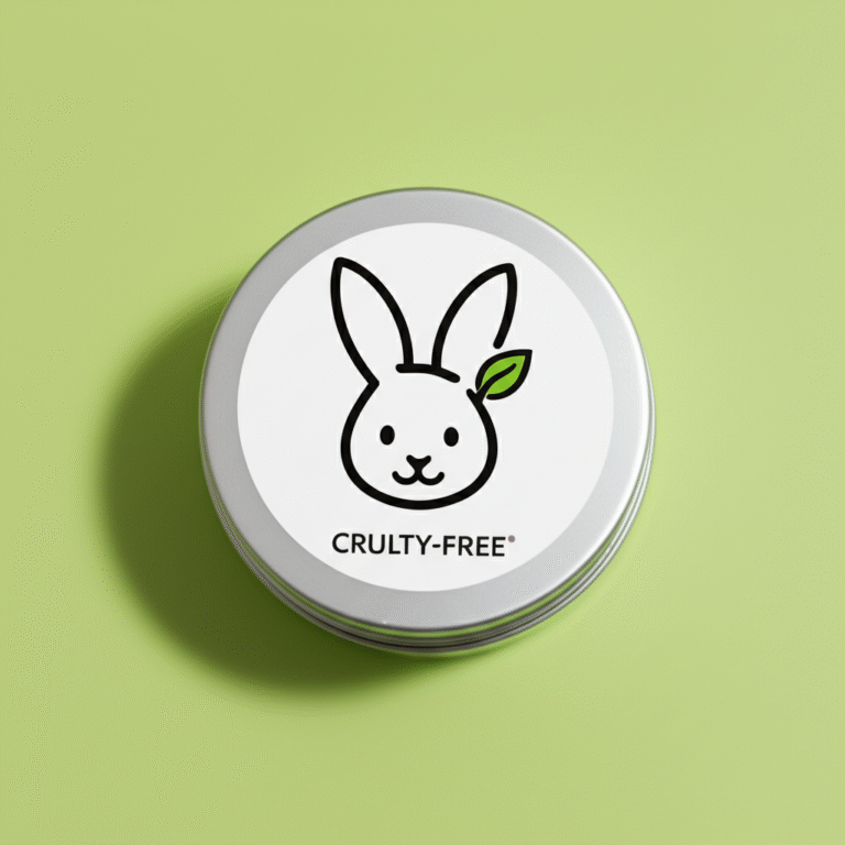 Símbolo do coelho cruelty-free em embalagem de cosmético vegano