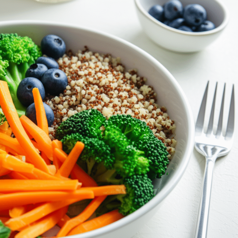 Minimalismo Vegano Mesa com refeição vegana minimalista e colorida.